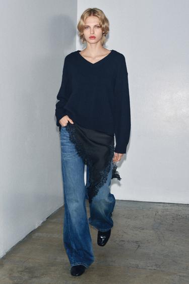JERSEY 100% LANA CUELLO PICO - Marino de Zara