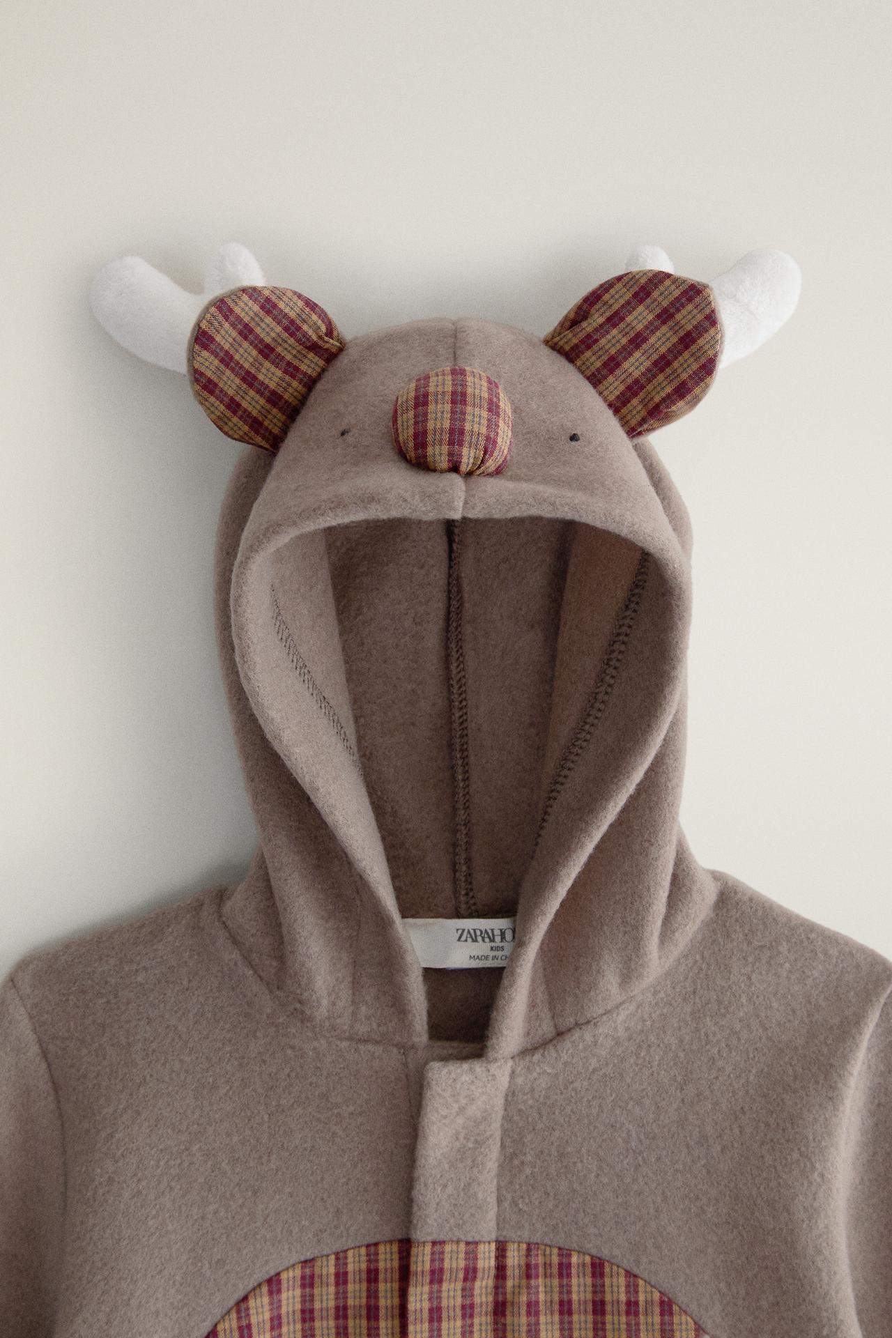 BABY CHRISTMAS REINDEER ROMPER — Brown / Taupe