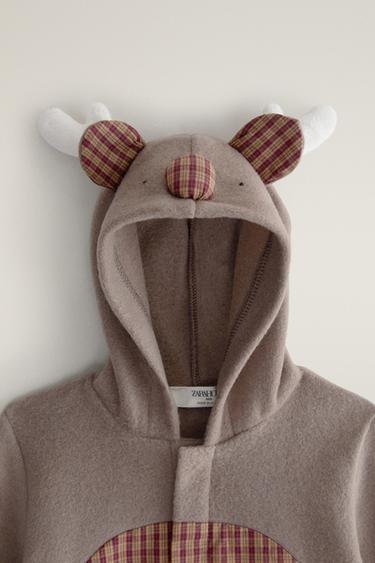 BABY CHRISTMAS REINDEER ROMPER — Brown / Taupe 2