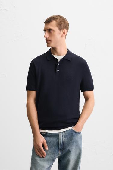 POLO IN MAGLIA MISTA VISCOSA - Blu Marino di Zara