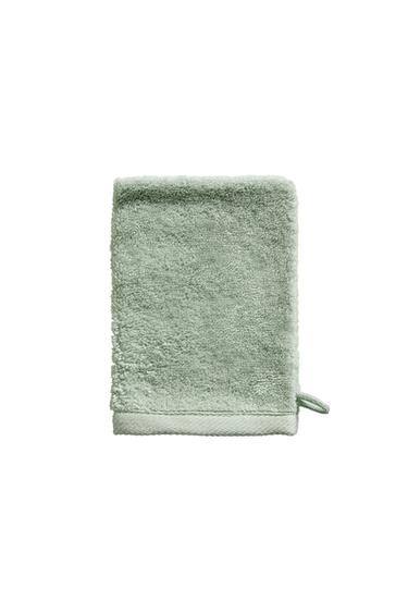 COTTON TERRY BATH MITT - Green / Blue by Zara