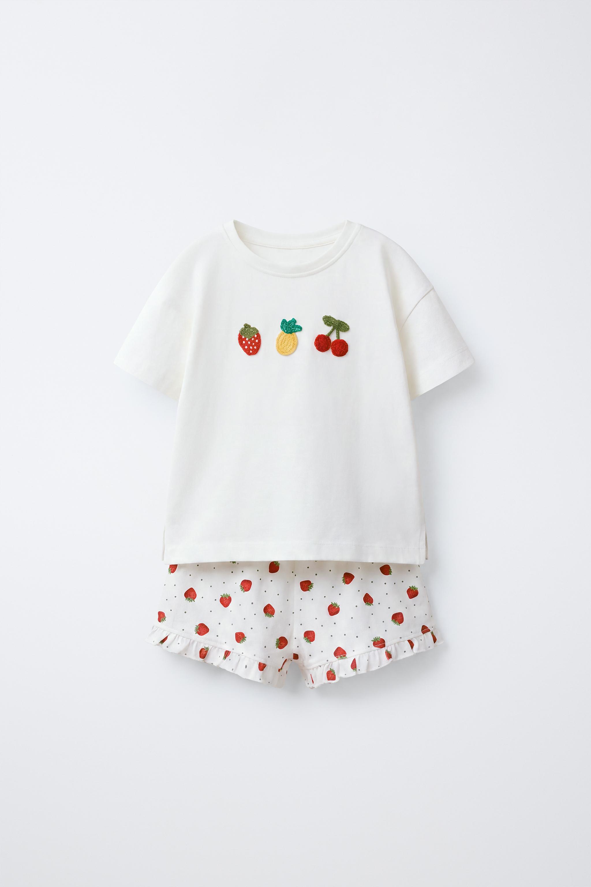 1 1/2-6 YEARS/ CROCHET FRUIT PYJAMAS — Ecru (alternate view)