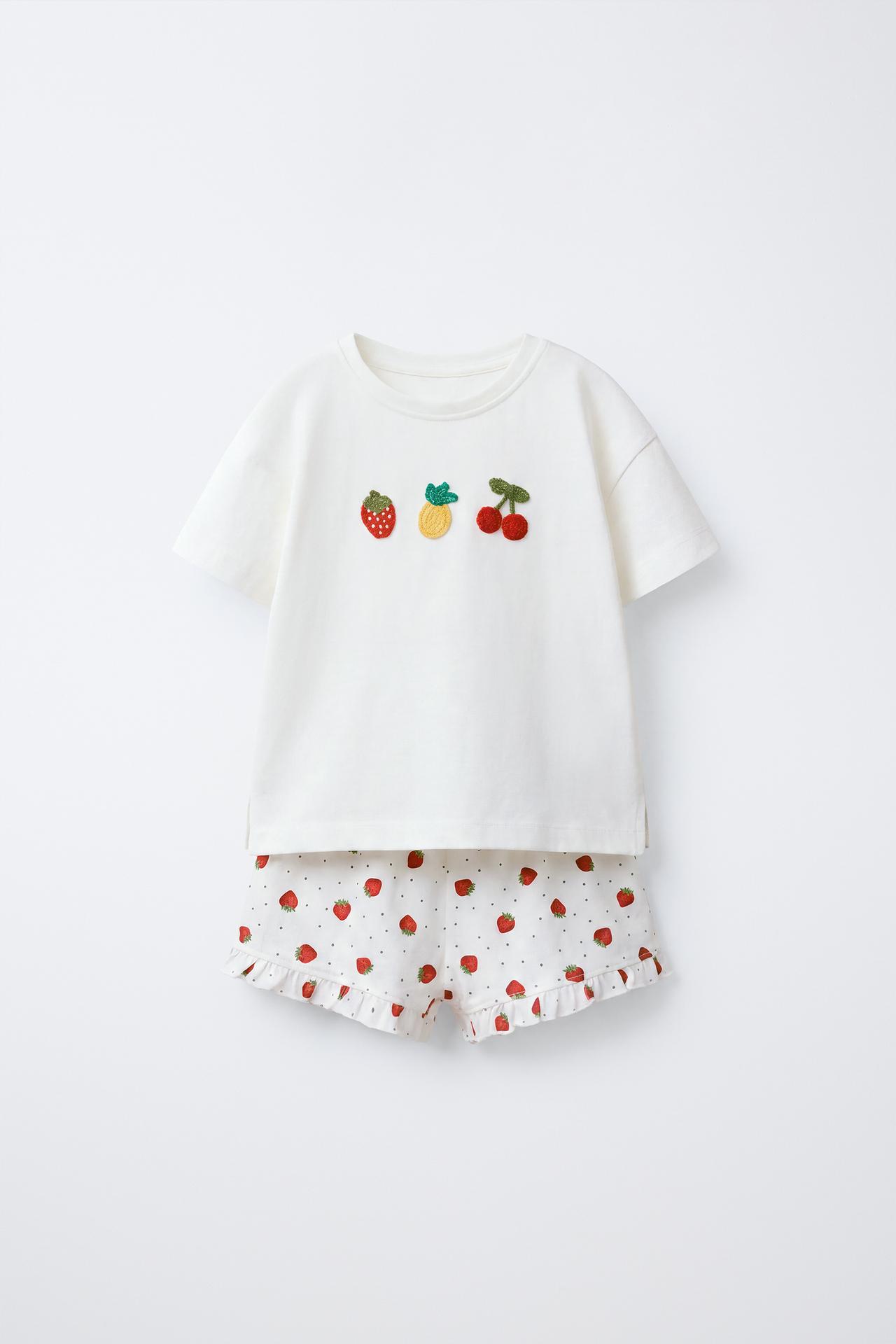 1 1/2-6 YEARS/ CROCHET FRUIT PYJAMAS — Ecru