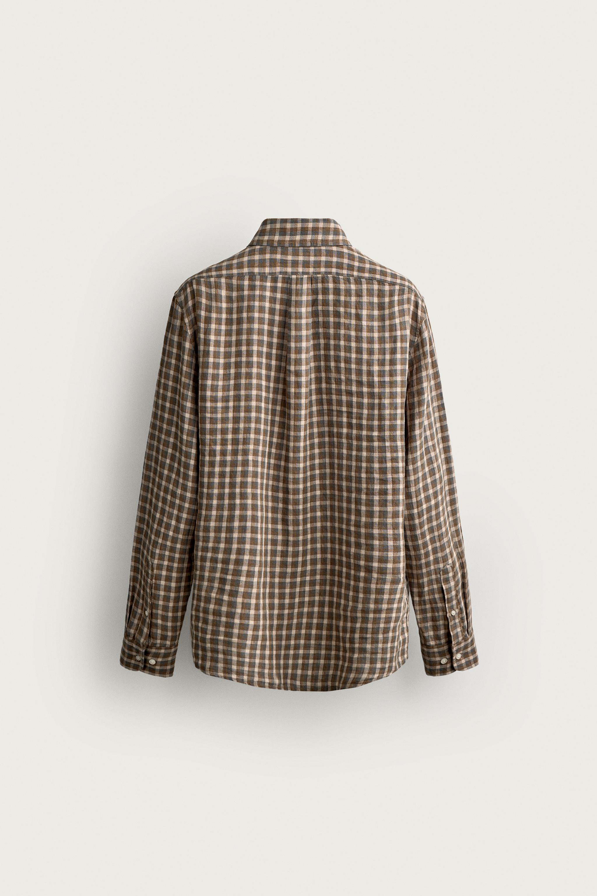 100% LINEN CHECKED SHIRT