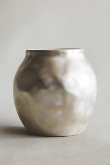 JARRÓN CERÁMICA BRILLO - Plata de Zara