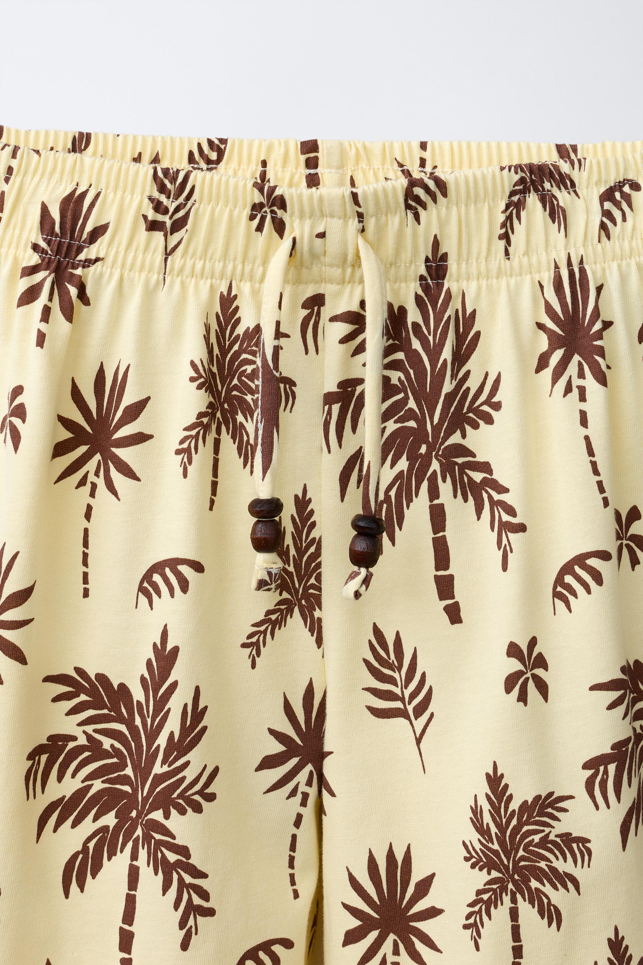 PALM TREE WIDE LEG PANTS - Yellow | ZARA United States