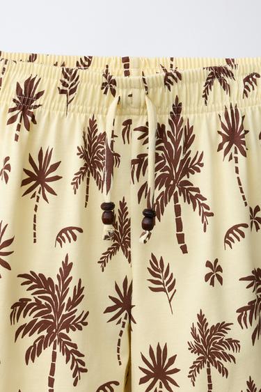 PALM TREE WIDE-LEG TROUSERS - Yellow by Zara - Image 2