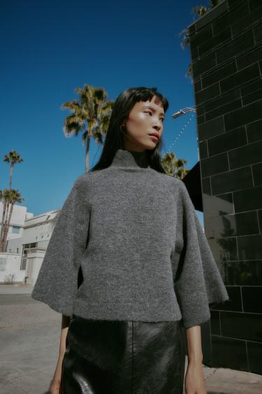 KNIT WIDE SLEEVE JUMPER - Grey marl by Zara