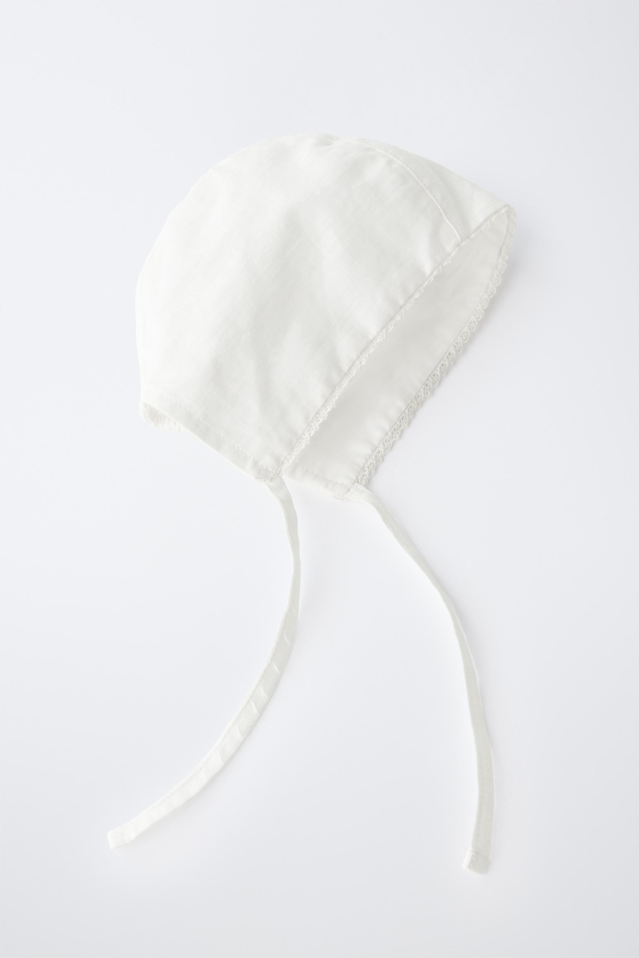 Zara LINEN AND COTTON LACE BONNET — фото 5