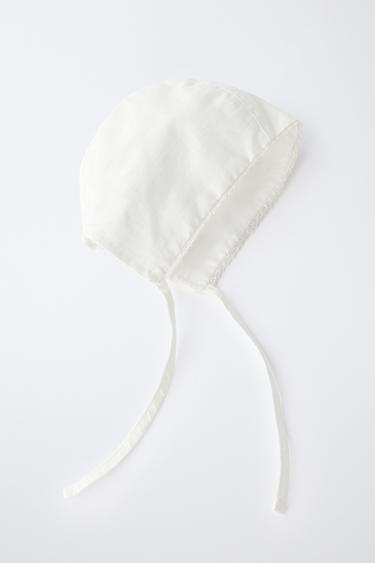 LACE TRIM BONNET IN LINEN BLEND - White by Zara - Image 5