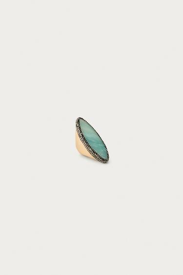 MARISA BERENSON X ZARA MAXI SHINY STONE RING - Golden by Zara