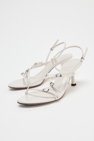 SANDALES À TALONS ET BOUCLES - Blanc de Zara - Image 1