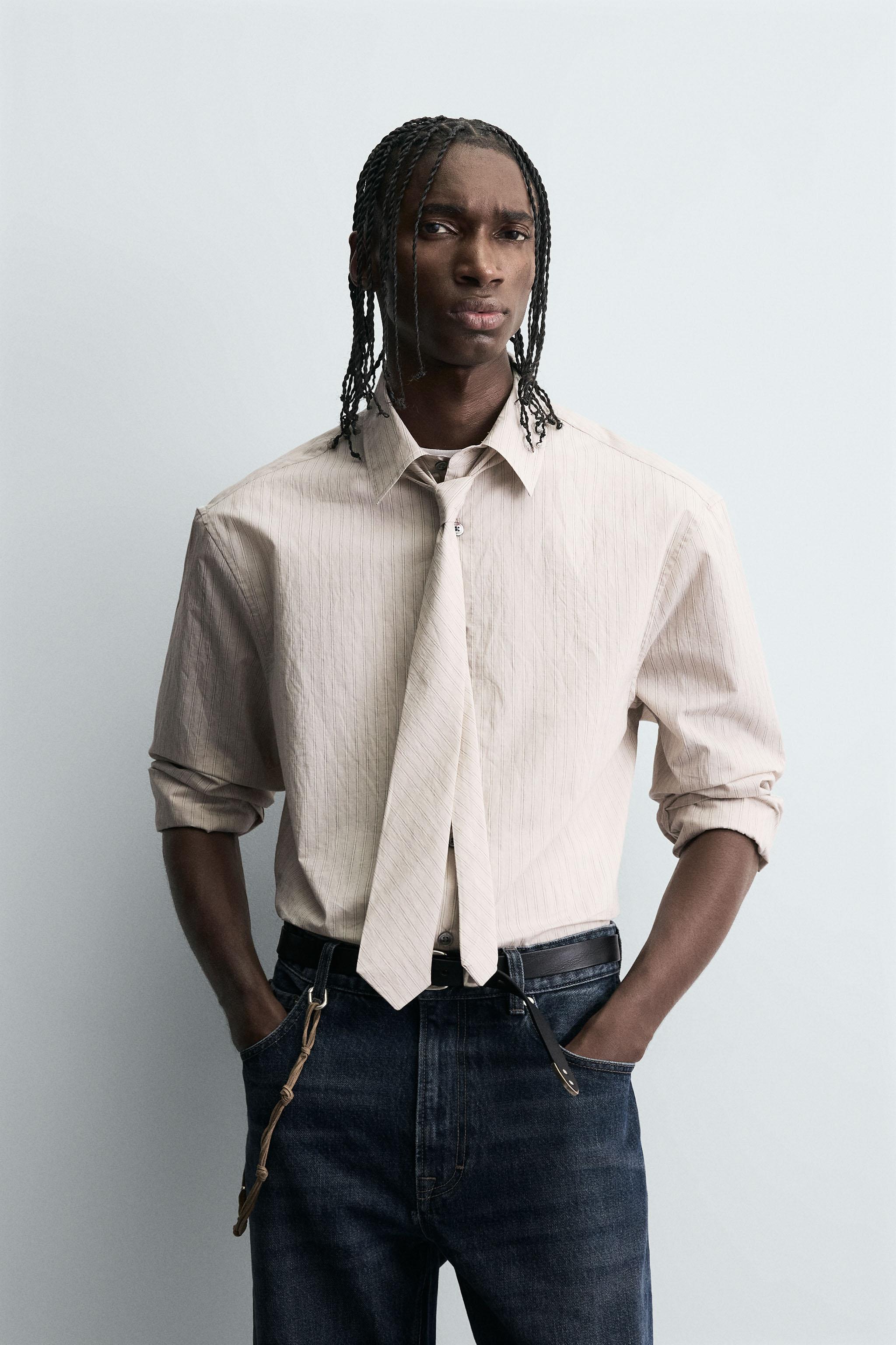COMBINATION STRIPED TIE SHIRT