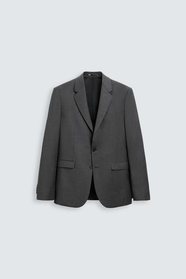 Zara TEXTURED SUIT JACKET - Anthracite Gray