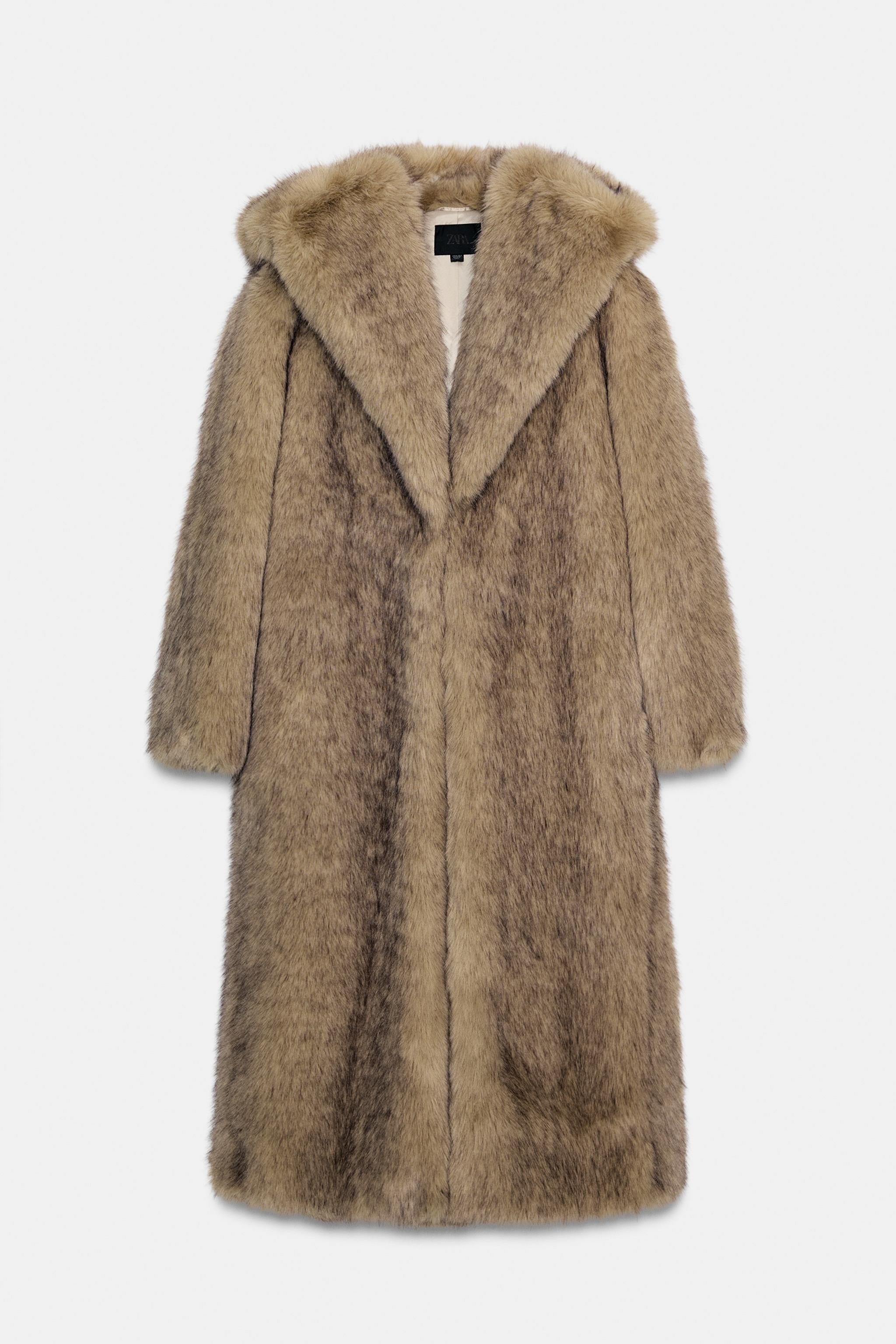 HOODED FAUX FUR COAT