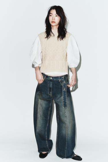 CAMISETSA COMBINADA CHALECO - Crudo de Zara