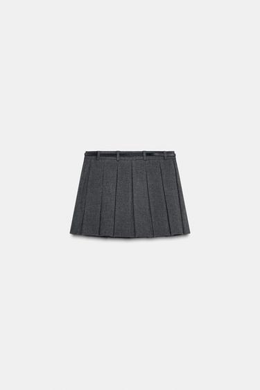 PLEATED SKORT WITH BELT - Dark grey by Zara - Image 6