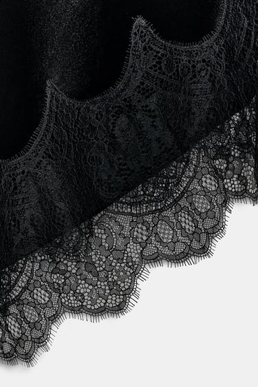 ROBE MI-LONGUE EN VELOURS ET DENTELLE - Noir de Zara - Image 5