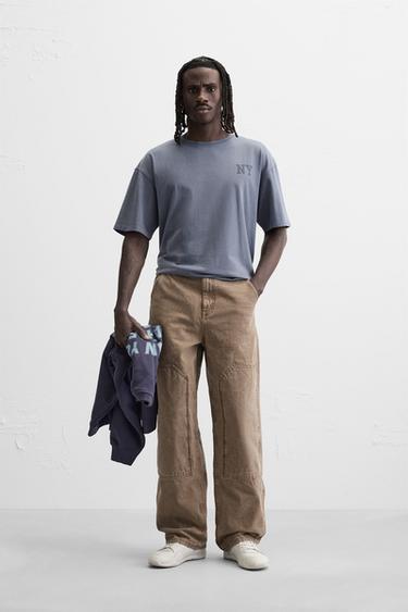 FADED T-SHIRT WITH SLOGANS - Purple by Zara - Image 0