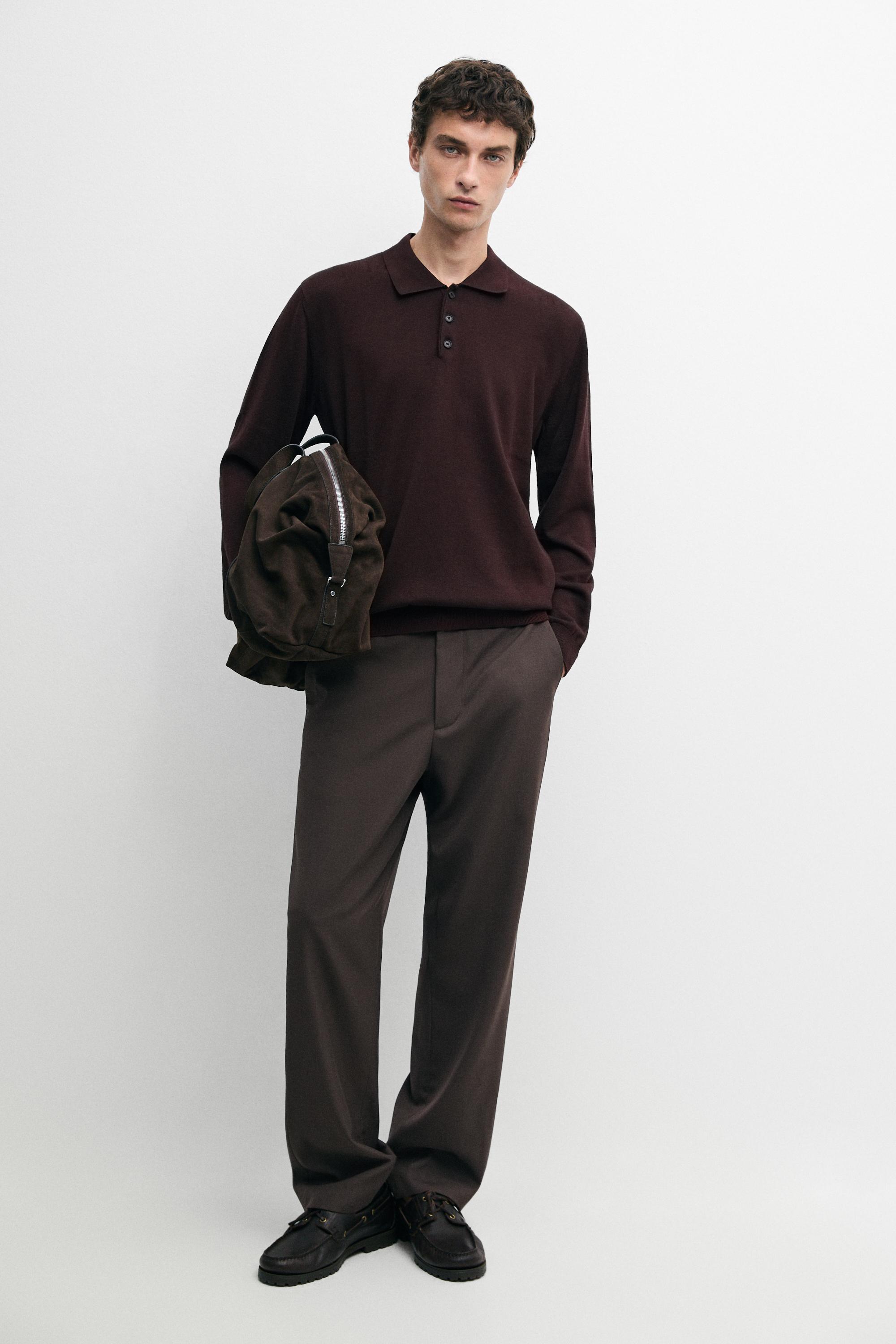 100% cotton knit polo sweater — TYEFUXIA