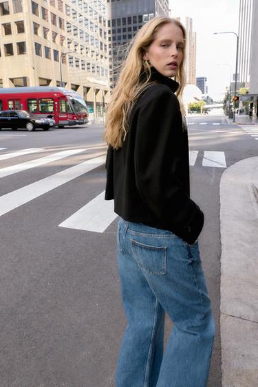 MANTEAU COURT À COL MONTANT - Noir de Zara - Image 2