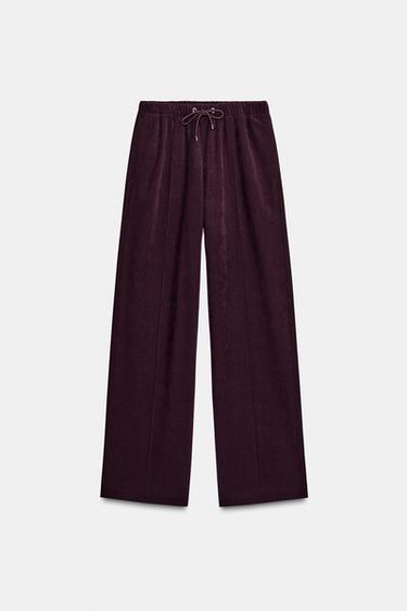 PANTALÓN ANCHO CINTURA ELÁSTICA - Burgundy de Zara