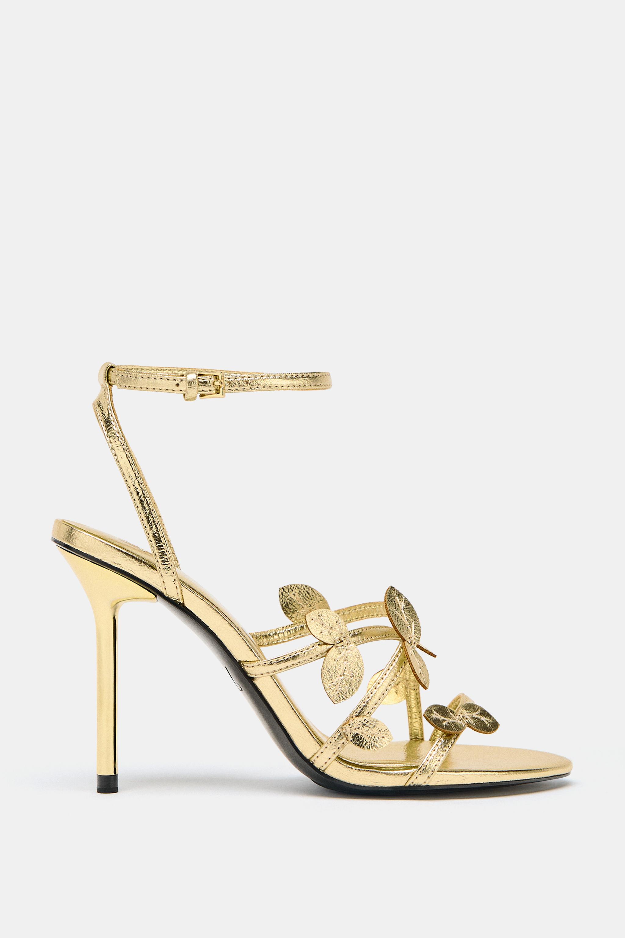 METALLIC EFFECT SANDALS Gold ZARA Spain