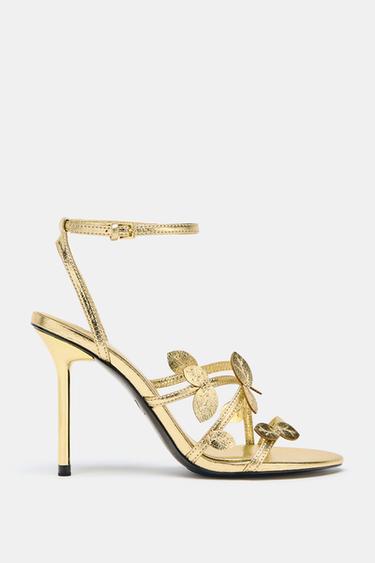 METALLIC EFFECT SANDALS - Gold by Zara