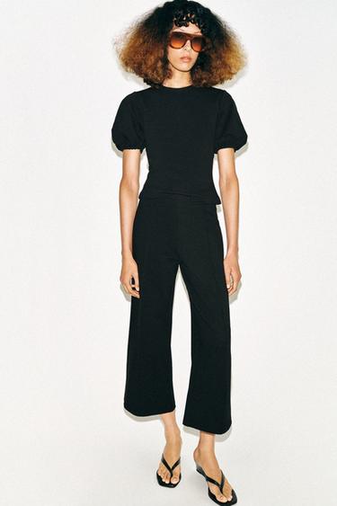 ТОП С БУФАН РЪКАВ - Черен от Zara