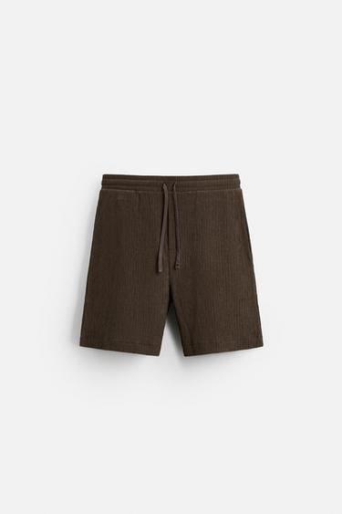 JACQUARD-BERMUDASHORTS MIT RELAXED FIT - Dunkelbraun von Zara