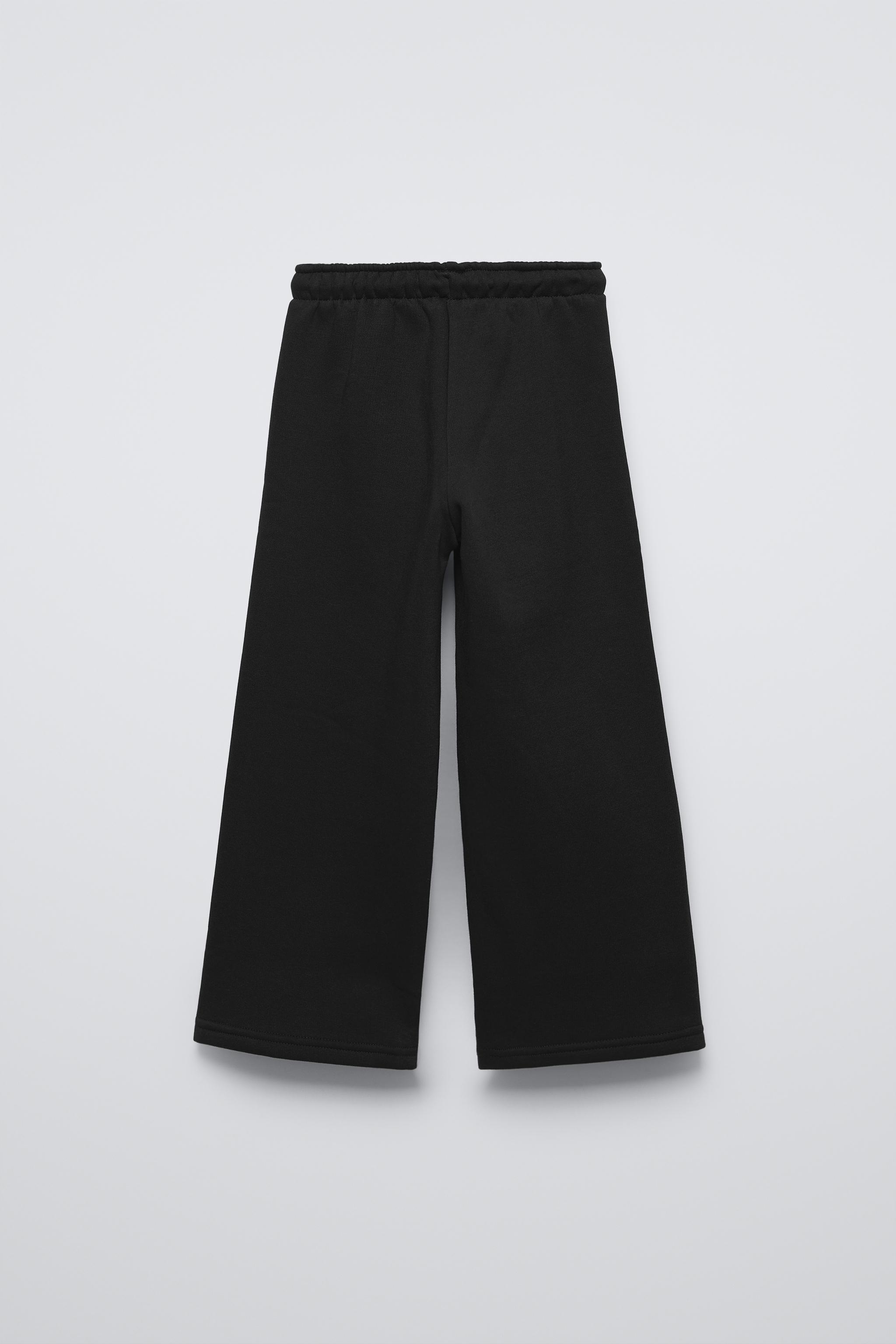 CALÇA WIDE LEG EM PLUSH COM MENSAGEM - Preto | ZARA Brasil