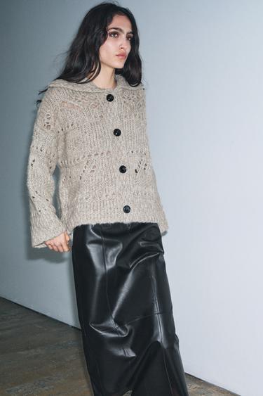 POINTELLE THICK KNIT CARDIGAN - Beige by Zara