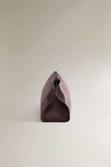 MINIMALIST LEATHER WASH BAG - Burgundy Red by Zara - Image 2