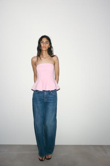 TOP PALABRA DE HONOR PEPLUM - Rosa pastel de Zara