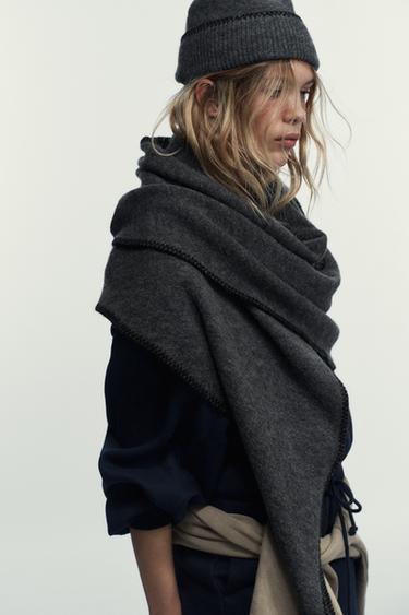 Zara CONTRAST TRIANGULAR BANDANA - Gray - Image 0