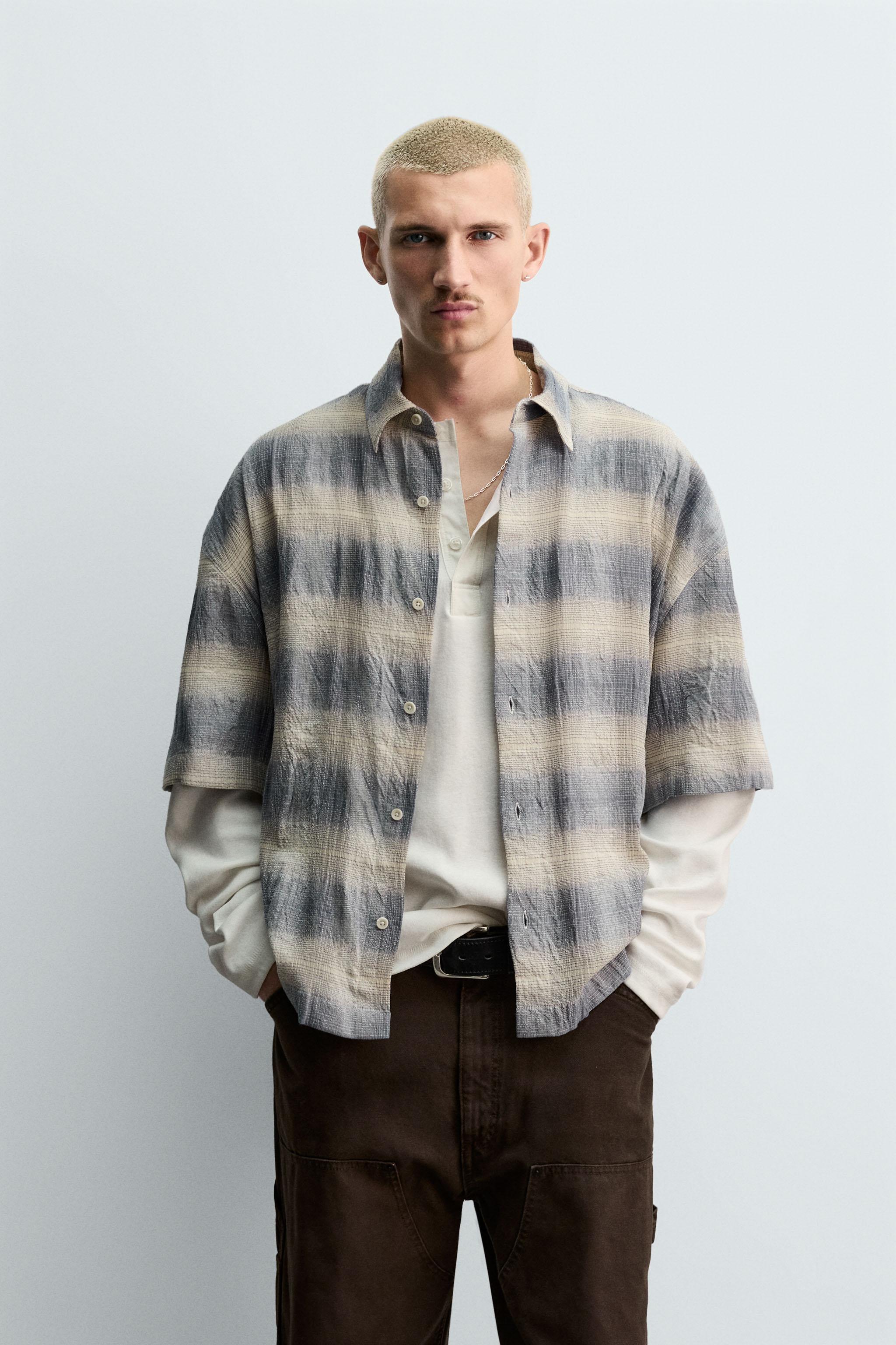 TEXTURED PLAID SHIRT