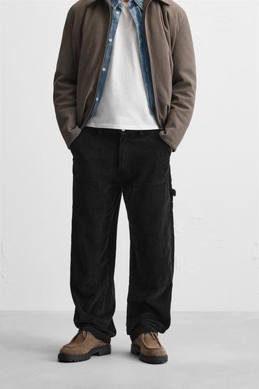 CORDUROY CARPENTER TROUSERS - Black by Zara
