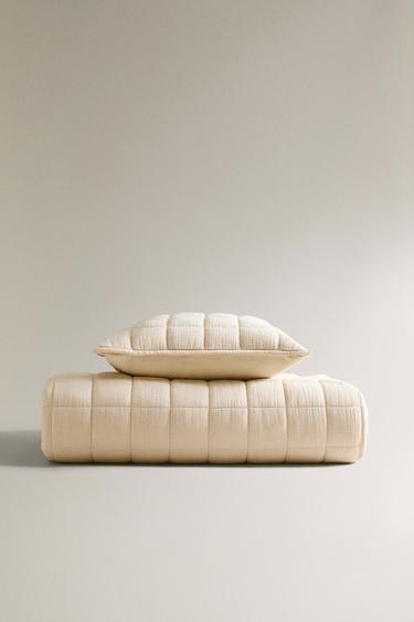 DZIECIĘCA NARZUTA NA ŁÓŻKO Z MUŚLINU W KRATKĘ - Maślany Zara