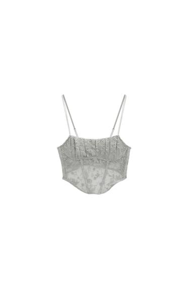 EMBROIDERED TULLE CORSET