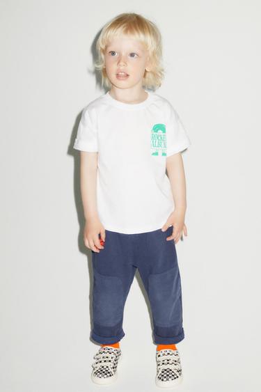 PANTALÓN COMBINADO TEXTO - Marino de Zara - Imagen 0