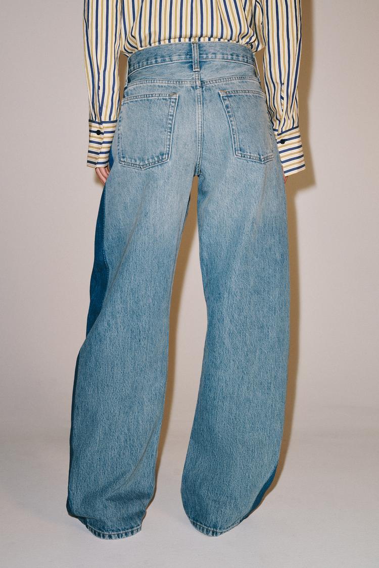 Jeans ZW COLLECTION de tiro medio y pierna barril con patchwork 5