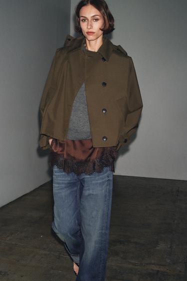 TRENCH DÉPERLANT ZW COLLECTION - Kaki clair de Zara - Image 4