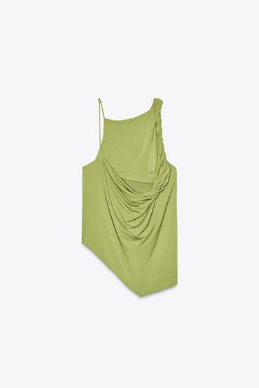 ASYMMETRIC DRAPED TOP - Green by Zara - Image 6