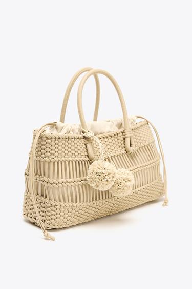 SAC À MAIN TRESSÉ - Beige de Zara - Image 3