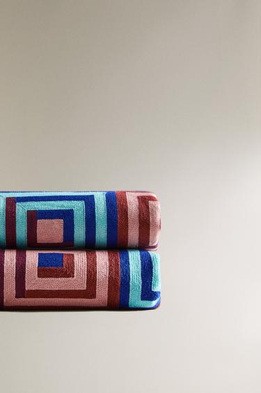 COTTON BEDSPREAD WITH SQUARES X COLLAGERIE - Pinks by Zara - Image 0