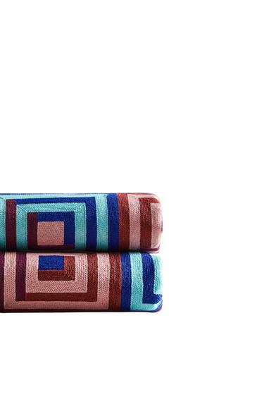 Zara COTTON BEDSPREAD SQUARES X COLLAGERIE - Pinks - Image 0