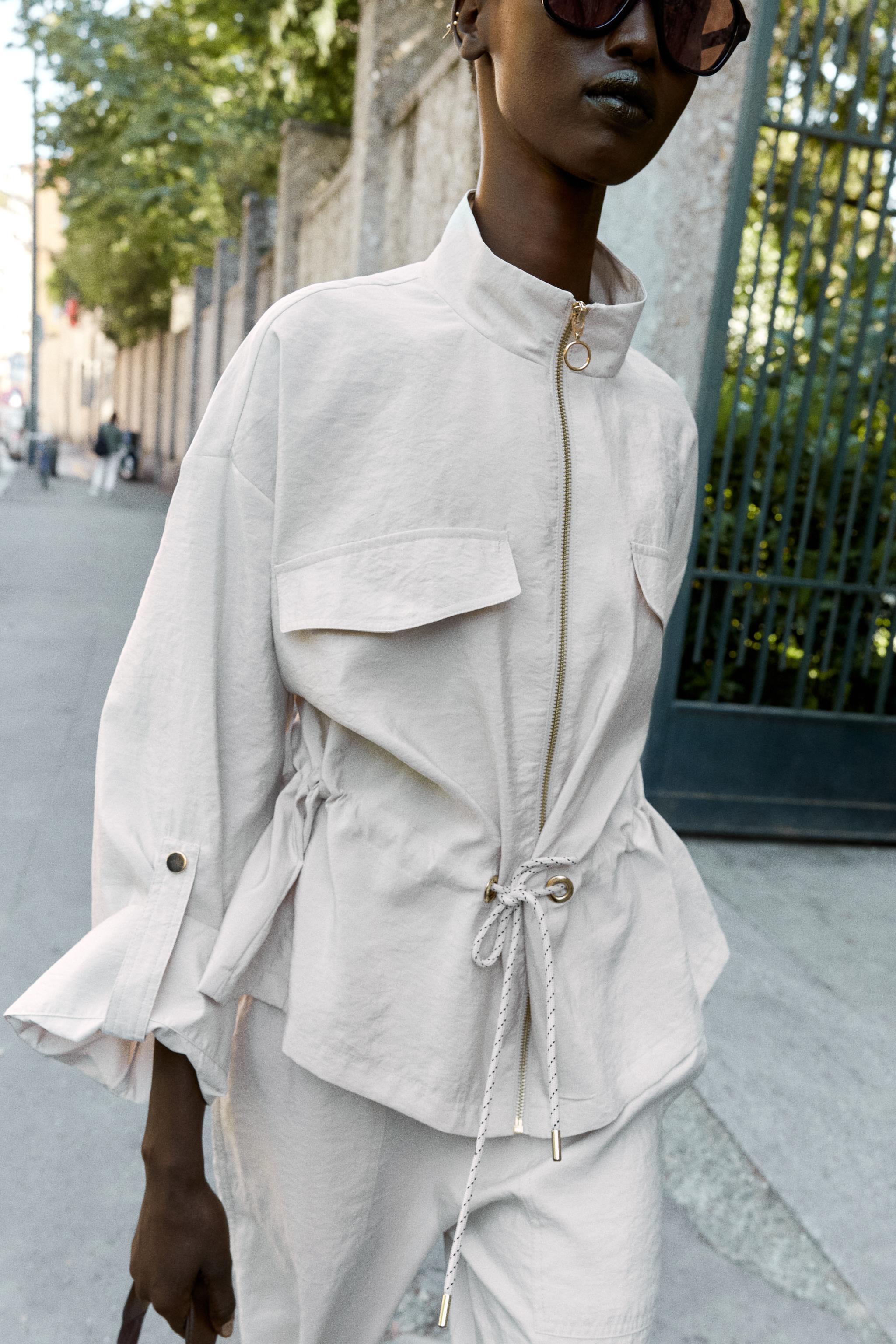 CASACO SAFARI COM CORDÃO - Creme | ZARA Brasil