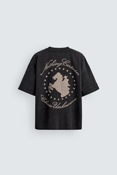 ÁO NỈ KIỂU BẠC MÀU HỌA TIẾT NGỰA - Màu xám than từ Zara