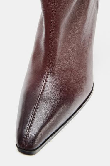 BOTTINES EN CUIR À TALONS CAMPERO - Bordeaux de Zara - Image 6