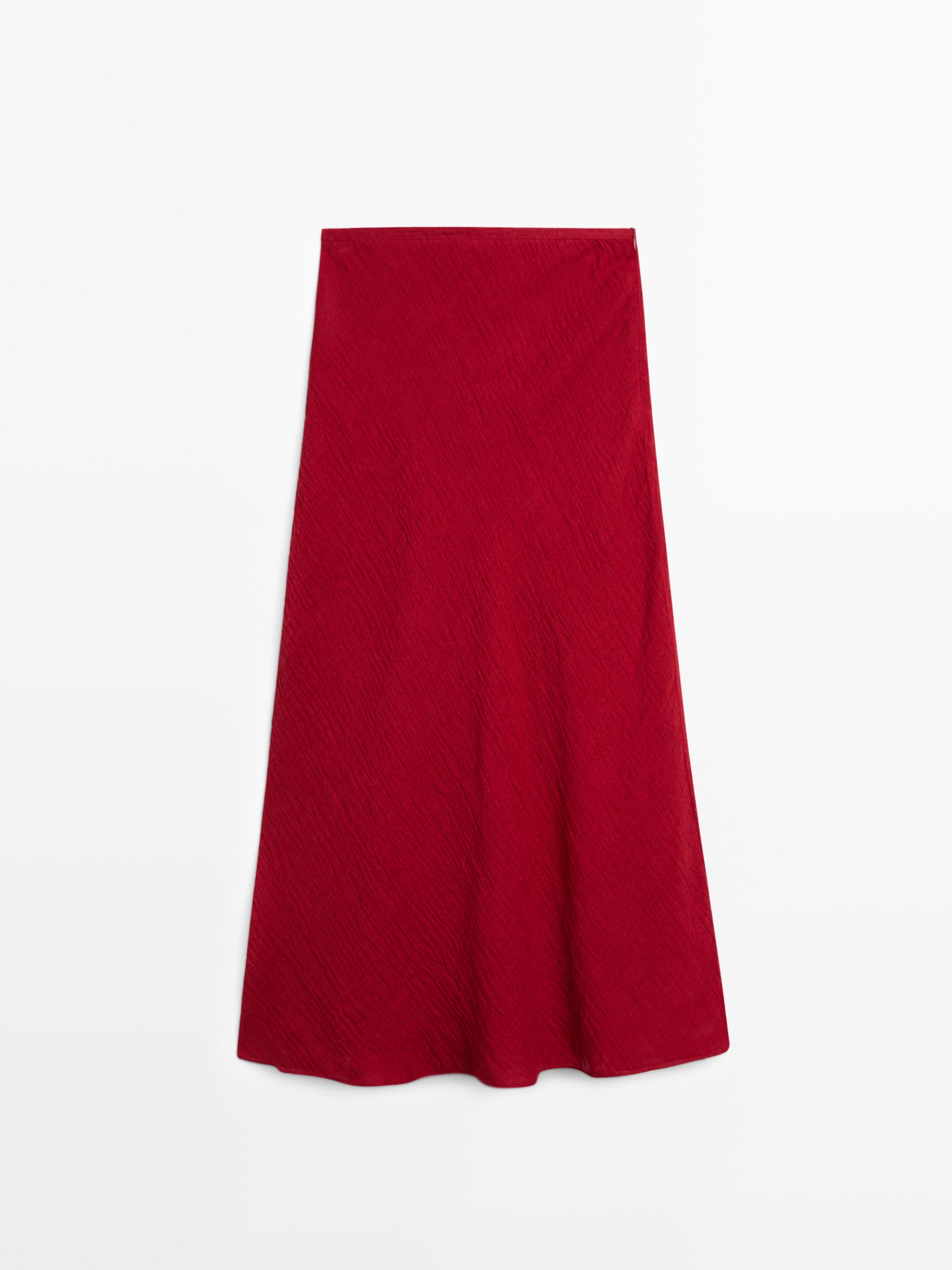 100% linen flounce midi skirt